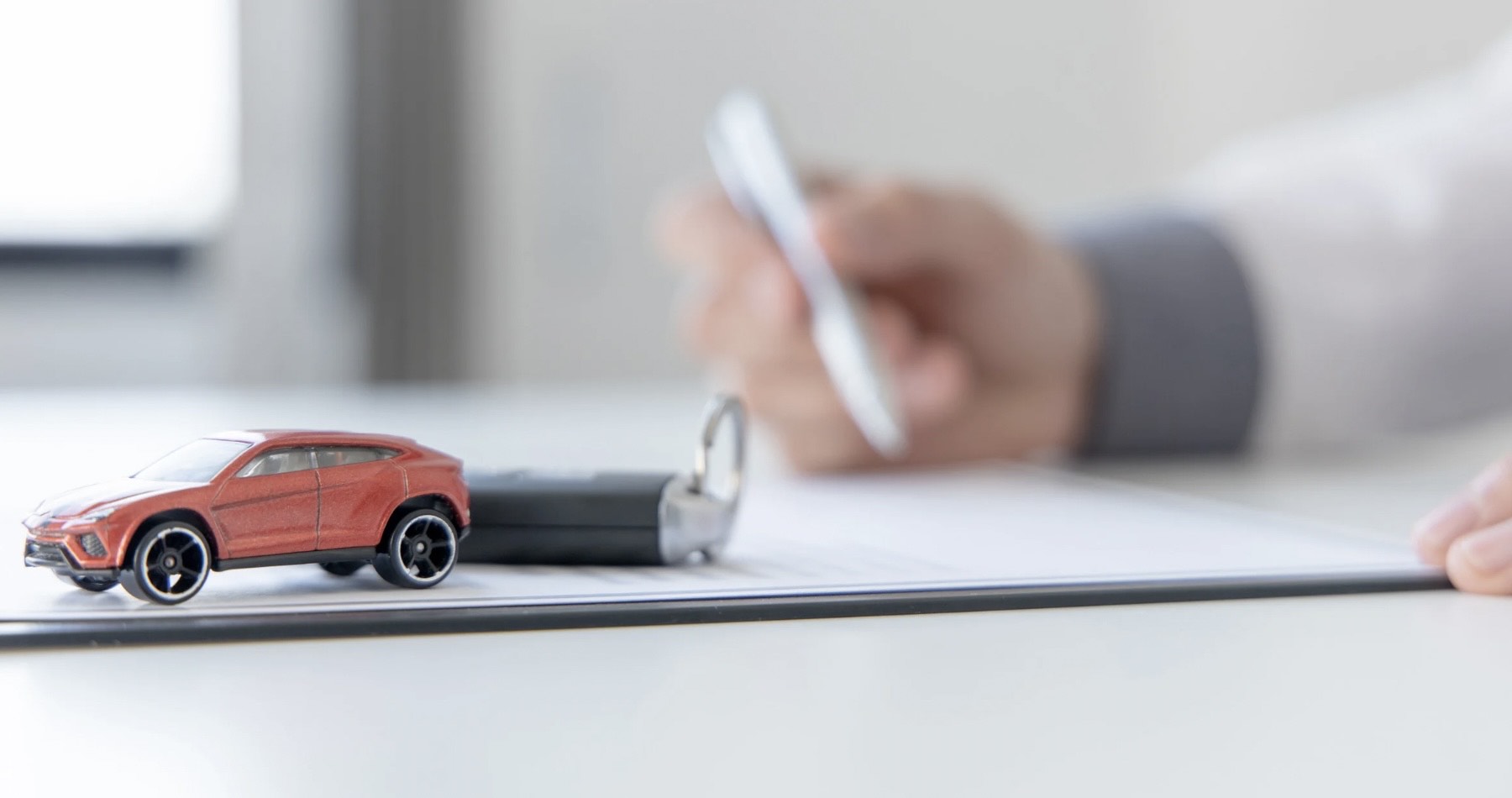 Miniature car on table